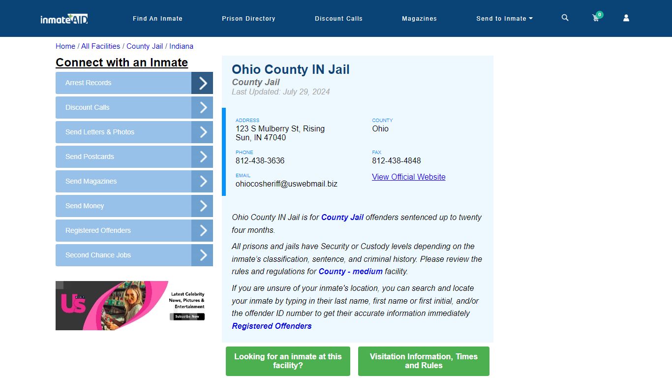 Ohio County IN Jail - Inmate Locator