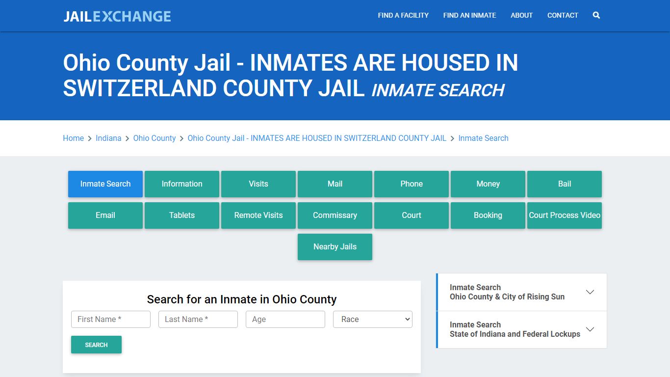 Ohio County Jail - INMATES ARE HOUSED IN SWITZERLAND COUNTY JAIL